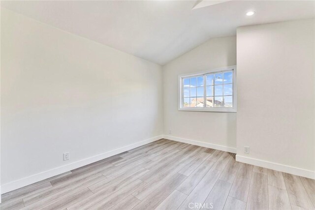 2563 Pepperdale Dr, Rowland Heights, CA 91748 - unfurnished room featuring vaulted ceiling, light wood finished floors, baseboards, and recessed lighting