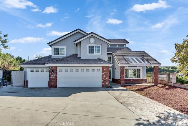 2563 Pepperdale Dr, Rowland Heights, CA 91748 - traditional-style home with concrete driveway, a garage, brick siding, and stucco siding