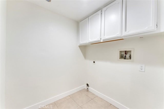 2563 Pepperdale Dr, Rowland Heights, CA 91748 - laundry room featuring hookup for a washing machine, cabinet space, baseboards, hookup for an electric dryer, and light tile patterned floors
