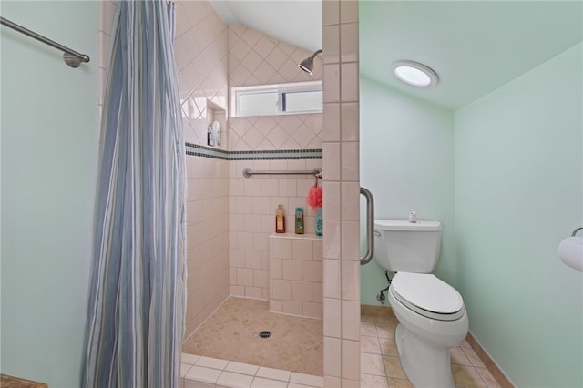 16762 Madrone Cir, Fountain Valley, CA 92708 - full bath with toilet, tiled shower, tile patterned floors, and baseboards