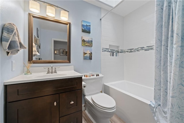 16762 Madrone Cir, Fountain Valley, CA 92708 - bathroom with vanity, shower / tub combo, and toilet