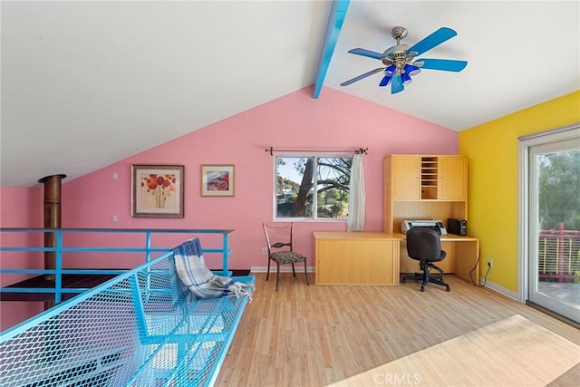 801 Box Canyon Rd, Canoga Park, CA 91304 - office with a ceiling fan, light wood-type flooring, and baseboards