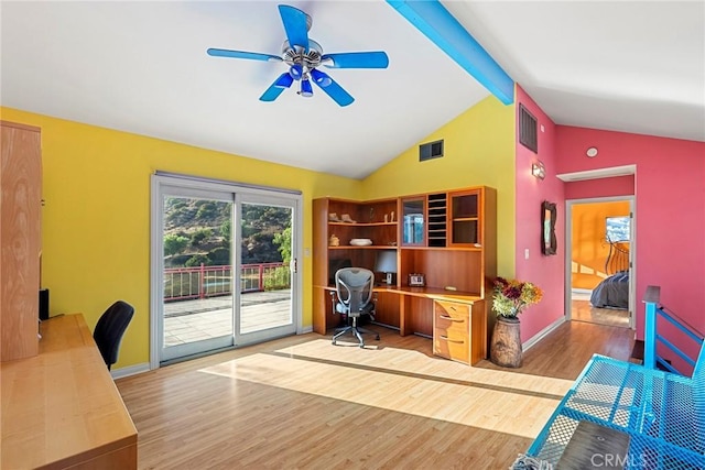 801 Box Canyon Rd, Canoga Park, CA 91304 - office space with ceiling fan, wood finished floors, and baseboards