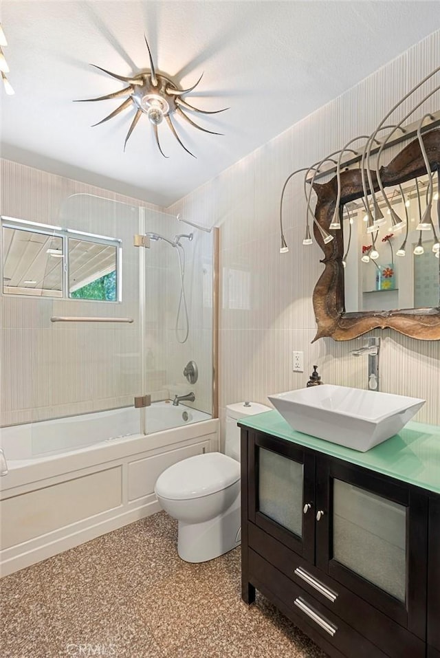 801 Box Canyon Rd, Canoga Park, CA 91304 - bathroom with toilet, vanity, bathtub / shower combination, and a ceiling fan