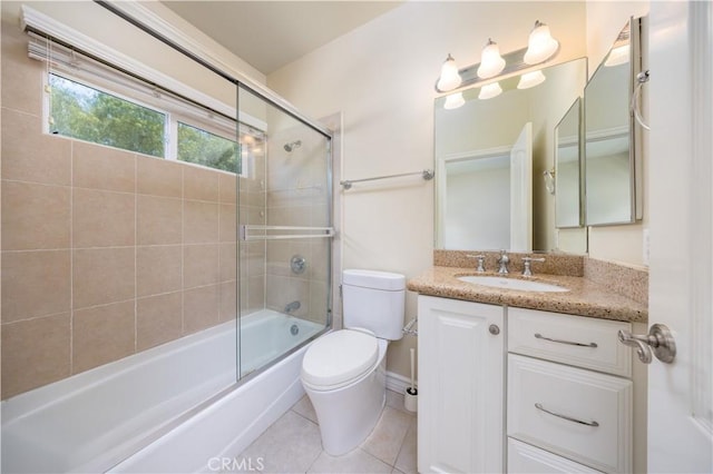2122 Meteora Way, Rowland Heights, CA 91748 - bathroom featuring toilet, vanity, shower / bath combination with glass door, and tile patterned flooring