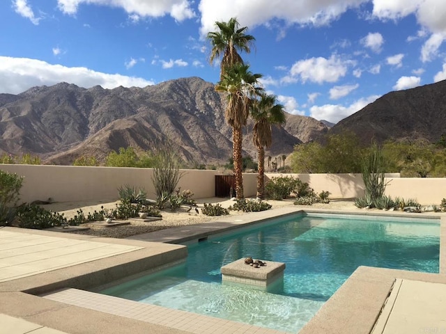 2207 Hoberg Rd, Borrego Springs, CA 92004 - view of pool with a mountain view and a fenced backyard