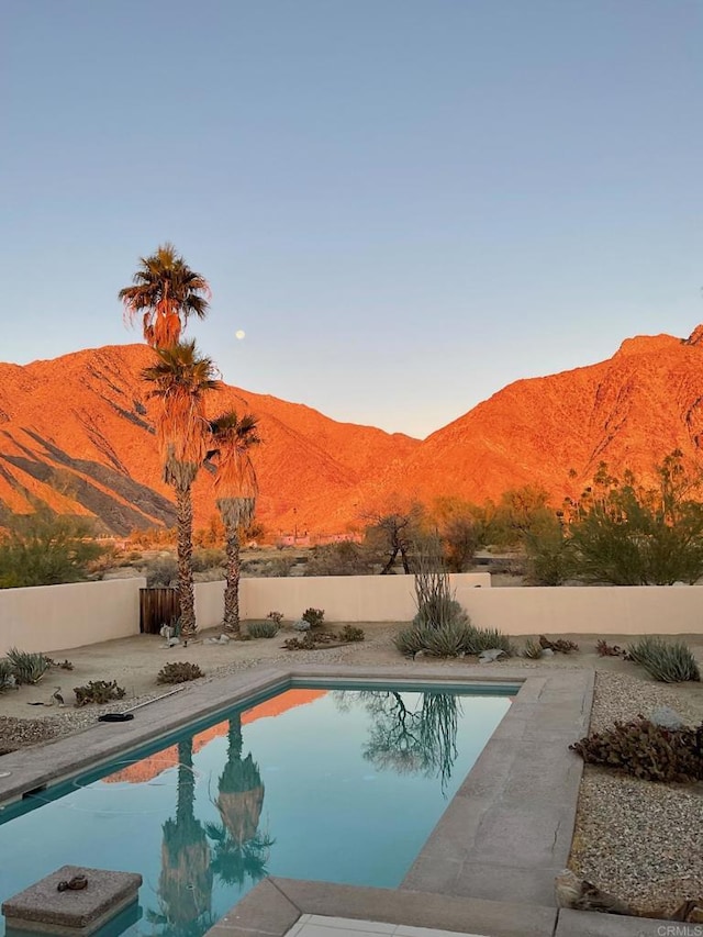 2207 Hoberg Rd, Borrego Springs, CA 92004 - view of pool featuring a mountain view and a fenced backyard