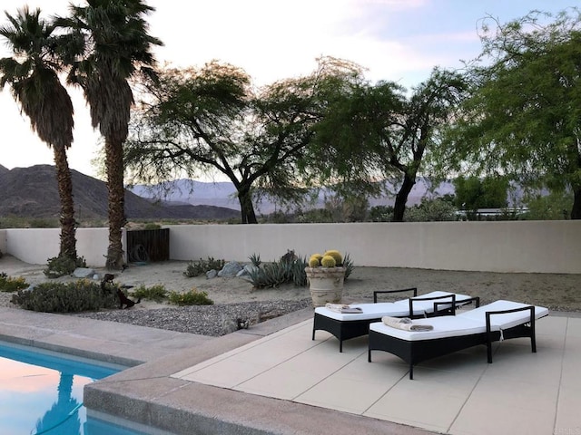 2207 Hoberg Rd, Borrego Springs, CA 92004 - view of pool with a mountain view, a patio, and an outdoor fire pit