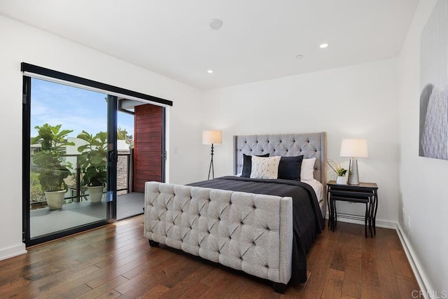 731 Valley Ave, Solana Beach, CA 92075 - bedroom featuring access to outside, hardwood / wood-style floors, and recessed lighting