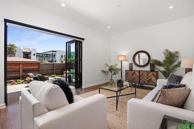 731 Valley Ave, Solana Beach, CA 92075 - living area featuring wood finished floors and recessed lighting