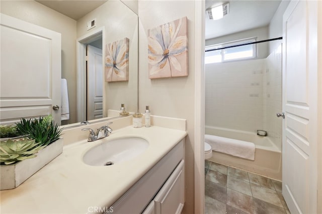 1263 Date Palm Dr, Carson, CA 90746 - bathroom with vanity, toilet, and shower / bathtub combination