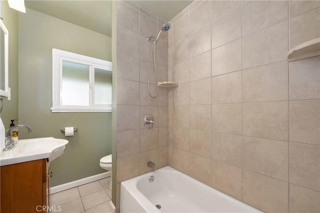 451 N Indiana St, Los Angeles, CA 90063 - full bathroom featuring vanity, toilet, bathing tub / shower combination, baseboards, and tile patterned flooring
