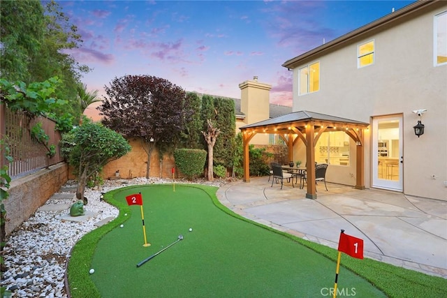 3612 Skylark Way, Brea, CA 92823 - view of property's community with a gazebo, a putting area, a patio area, and a fenced backyard