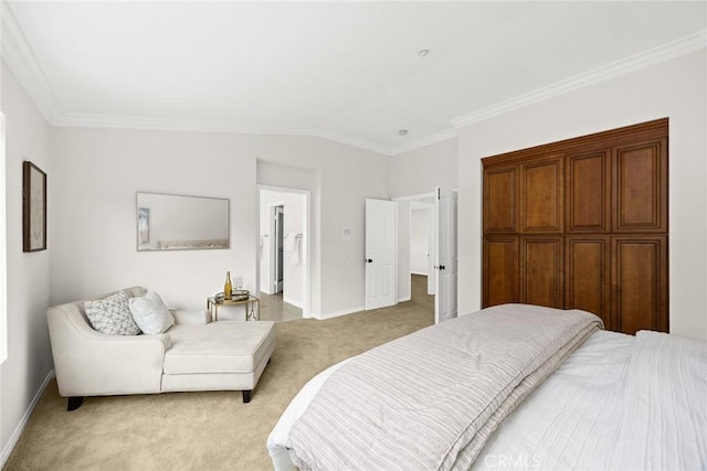 3612 Skylark Way, Brea, CA 92823 - bedroom with crown molding, light colored carpet, and baseboards