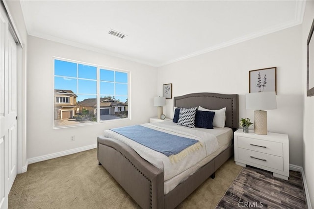 3612 Skylark Way, Brea, CA 92823 - carpeted bedroom featuring baseboards, ornamental molding, and a closet