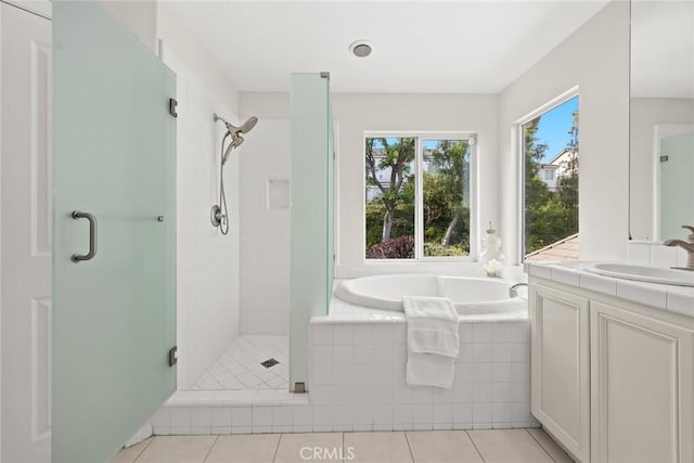 3612 Skylark Way, Brea, CA 92823 - full bathroom featuring a stall shower, a bath, vanity, and tile patterned flooring