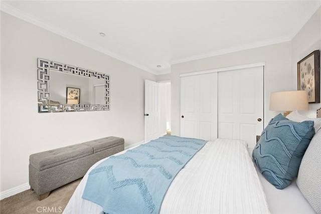 3612 Skylark Way, Brea, CA 92823 - bedroom with a closet, crown molding, baseboards, and carpet floors
