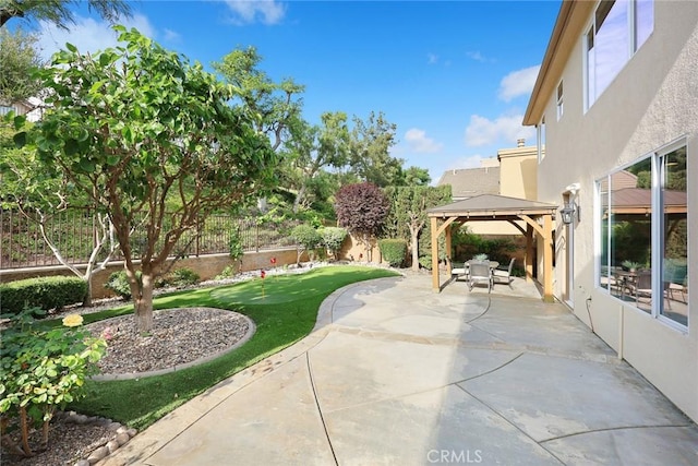 3612 Skylark Way, Brea, CA 92823 - fenced backyard with a gazebo, a putting green, and a patio