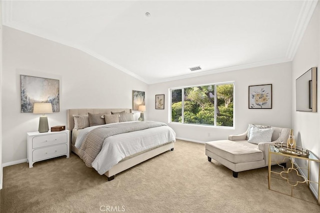 3612 Skylark Way, Brea, CA 92823 - bedroom featuring carpet flooring, vaulted ceiling, crown molding, and baseboards