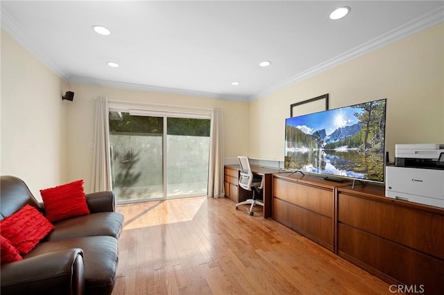 3319 Sparr Blvd, Glendale, CA 91208 - office space featuring light wood-type flooring, ornamental molding, and recessed lighting