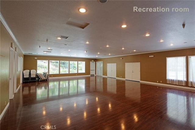 13365 Cloudburst Dr, Corona, CA 92883 - unfurnished room featuring crown molding, wood finished floors, recessed lighting, and fire sprinkler in ceiling