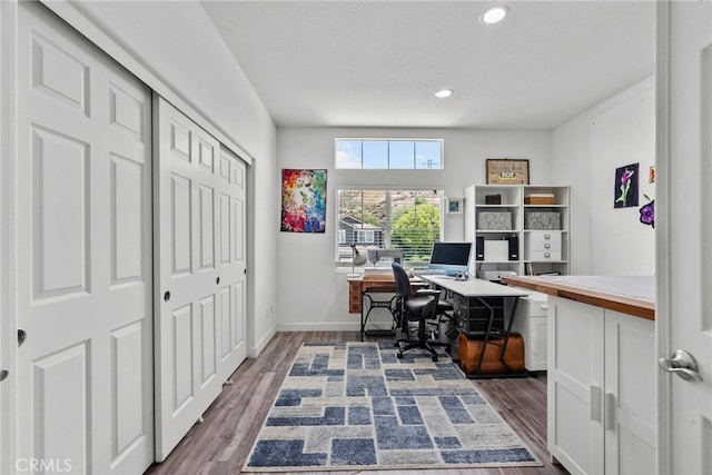 28809 Garnet Canyon Dr, Saugus, CA 91390 - home office with wood finished floors, recessed lighting, and baseboards