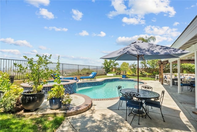 28809 Garnet Canyon Dr, Saugus, CA 91390 - view of swimming pool with a patio, a pool with connected hot tub, and outdoor dining area