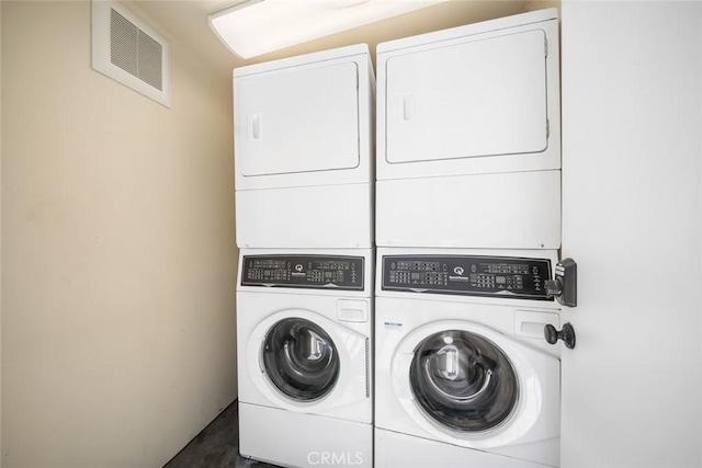 8740 El Camino Real Unit A, Atascadero, CA 93422 - laundry area featuring stacked washing machine and dryer and washer and clothes dryer