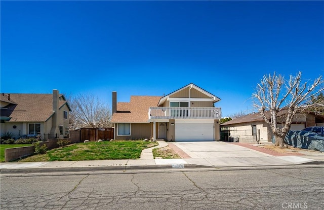 44419 Fenhold, Lancaster, CA 93535 - traditional-style house featuring a balcony, concrete driveway, and a garage