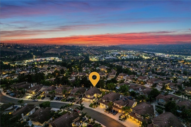 530 S Laureltree Dr, Anaheim Hills, CA 92808 - aerial view at dusk of a residential view