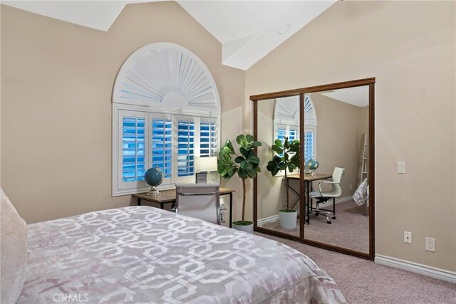 530 S Laureltree Dr, Anaheim Hills, CA 92808 - carpeted bedroom with a closet and lofted ceiling