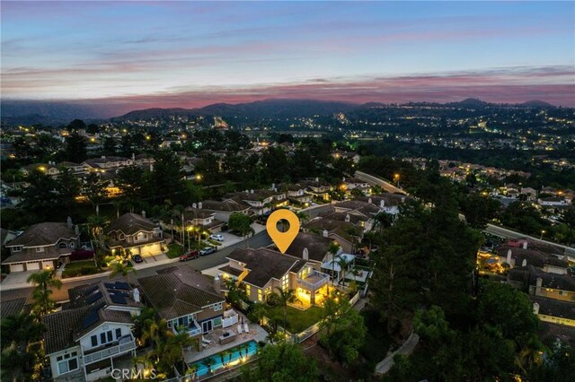 530 S Laureltree Dr, Anaheim Hills, CA 92808 - aerial view at dusk of a residential view