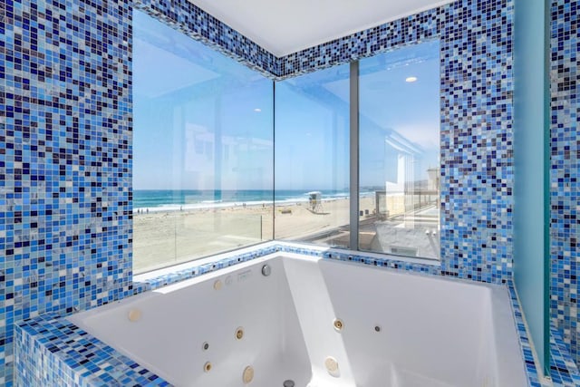 3879 Ocean Front Walk, San Diego, CA 92109 - full bathroom featuring a whirlpool tub and a water view