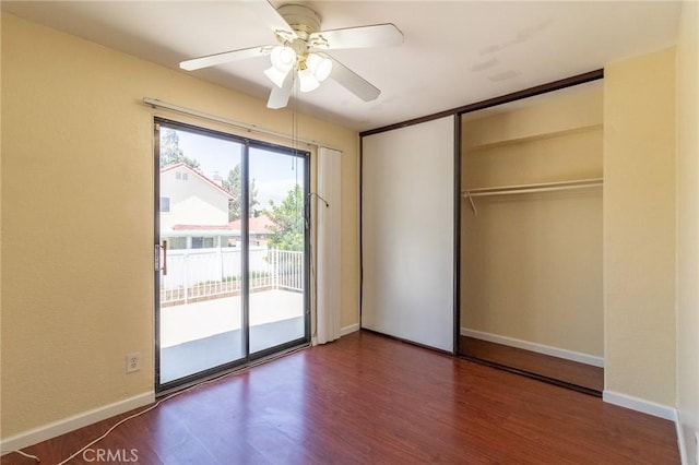 1573 E Brockton Ave, Redlands, CA 92374 - unfurnished bedroom with access to outside, wood finished floors, baseboards, and a closet