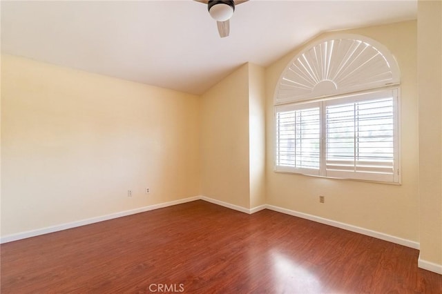 1573 E Brockton Ave, Redlands, CA 92374 - spare room with ceiling fan, wood finished floors, baseboards, and lofted ceiling