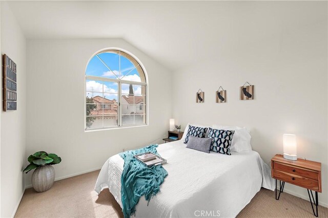 7455 Bellingham Ave, North Hollywood, CA 91605 - bedroom with lofted ceiling, baseboards, and carpet flooring