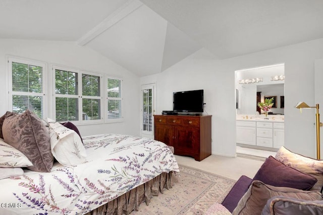 2911 Butter Creek Dr, Pasadena, CA 91107 - bedroom featuring multiple windows, a chandelier, connected bathroom, and light carpet