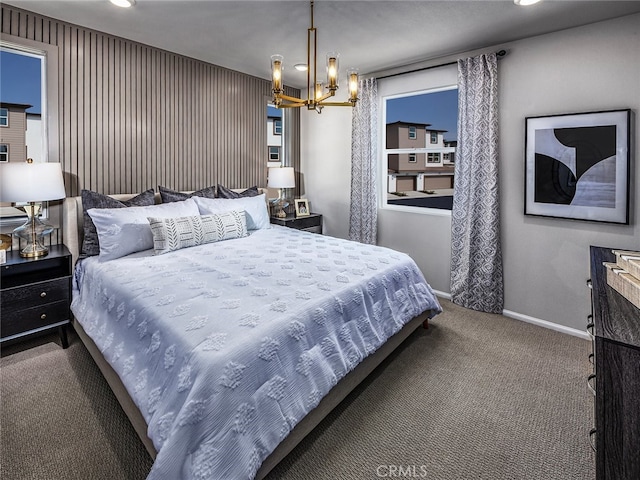 2732 Erebus Ct, Pomona, CA 91767 - carpeted bedroom with a chandelier, baseboards, and recessed lighting