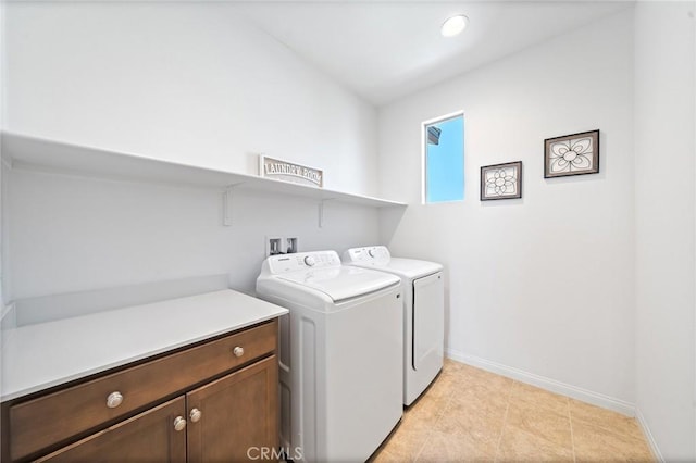 843 Longhorn Way, Rancho Mission Viejo, CA 92694 - laundry room featuring washer and clothes dryer, baseboards, light tile patterned floors, and cabinet space