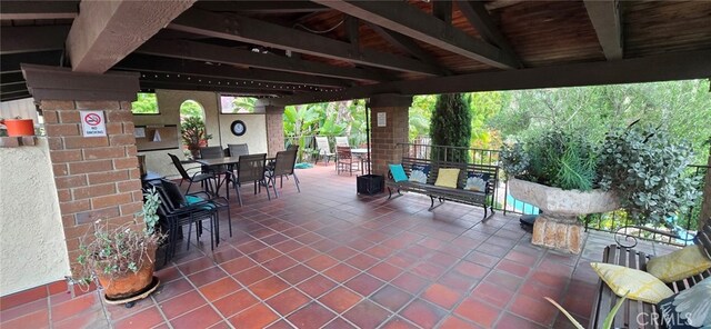 1364 Park Plaza Dr, Long Beach, CA 90804 - view of patio with a gazebo and outdoor dining space