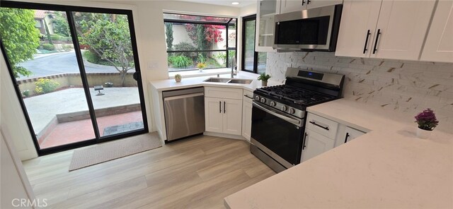 1364 Park Plaza Dr, Long Beach, CA 90804 - kitchen with stainless steel appliances, a sink, plenty of natural light, and light wood-style floors