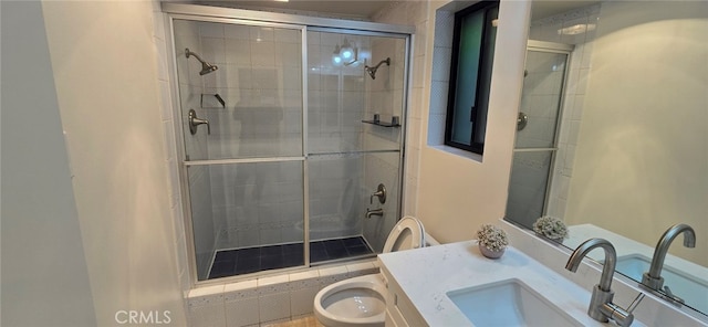 1364 Park Plaza Dr, Long Beach, CA 90804 - bathroom with toilet, a stall shower, and vanity