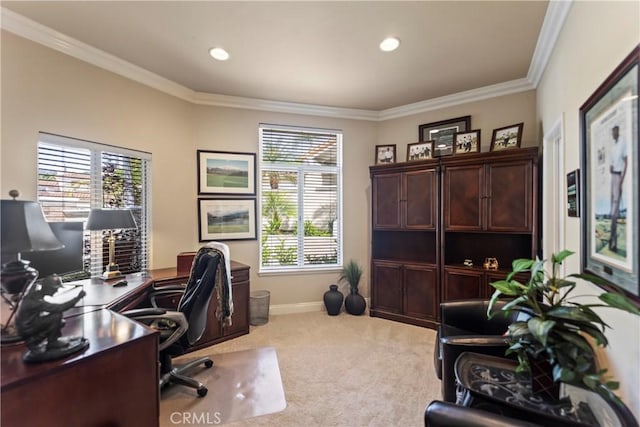 16 Via Barcaza, Coto De Caza, CA 92679 - carpeted office space featuring crown molding and recessed lighting