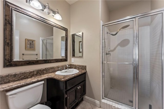 16 Via Barcaza, Coto De Caza, CA 92679 - full bathroom featuring vanity, a stall shower, and tile patterned floors