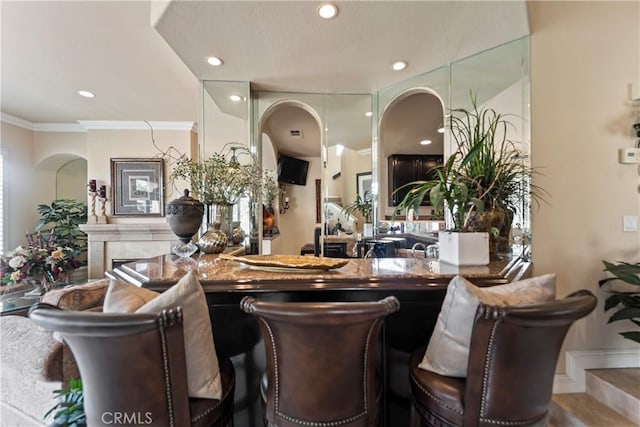 16 Via Barcaza, Coto De Caza, CA 92679 - bar area with recessed lighting and crown molding