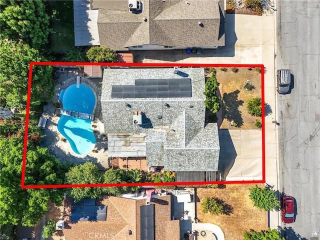 6765 Jadeite Ave, Rancho Cucamonga, CA 91701 - aerial overview of property's location featuring a pool and property parcel outlined