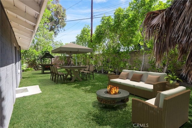 124 S Glengrove Ave, San Dimas, CA 91773 - view of yard featuring an outdoor living space with a fire pit