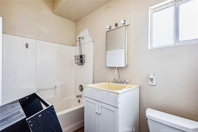 518 A St, Needles, CA 92363 - full bath featuring toilet, vanity, and shower / bathtub combination