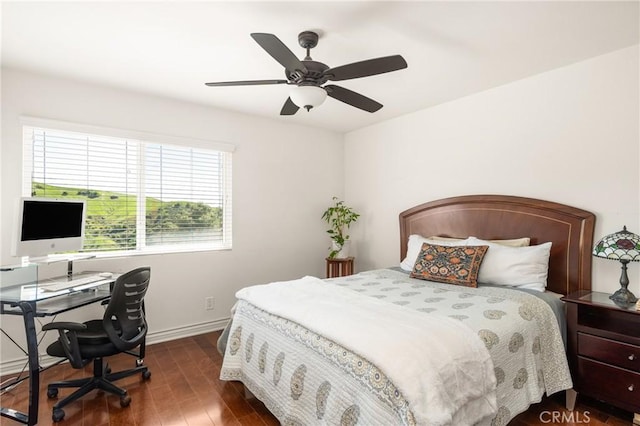 11818 Pocasset Dr, Whittier, CA 90601 - bedroom featuring wood finished floors, ceiling fan, and a desk