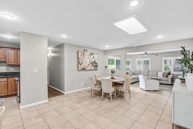 970 Carlsbad St, San Diego, CA 92114 - dining room with light tile patterned floors, recessed lighting, ceiling fan, and baseboards